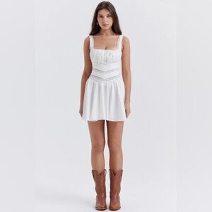 HOUSE OF CB 'Tiffani' White Lace Trim Mini Dress